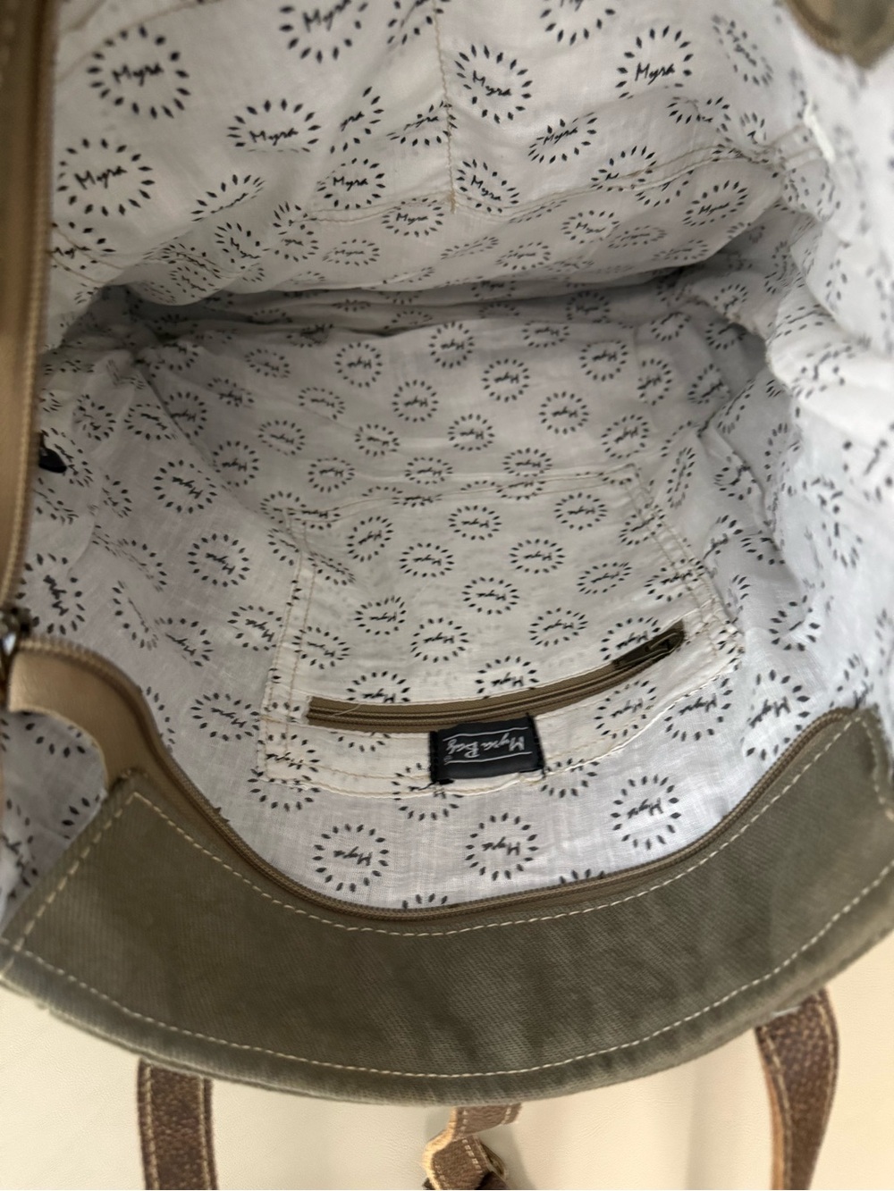 Myra woven southwest style design tote bag with leather and fur trimming. - Picture 8 of 13